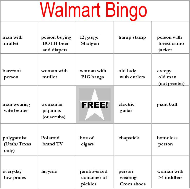 Acerbic Politics Walmart Bingo Revisited